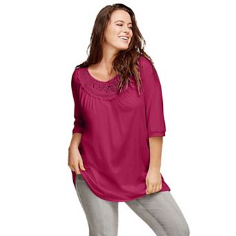 ellos Plus Size Crochet Trim Tunic