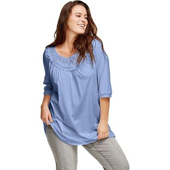 ellos Plus Size Crochet Trim Tunic