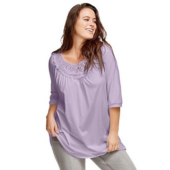 ellos Plus Size Crochet Trim Tunic