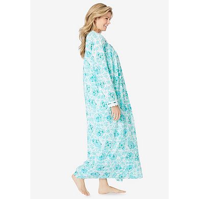 Only Necessities Plus Size Long 2-Piece Cabbage-Rose Peignoir Set