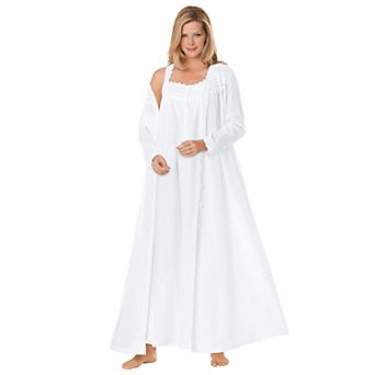 Only Necessities Plus Size Long 2 pc Cabbage-Rose Peignoir Set