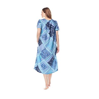 Only Necessities Women's Plus Size Short Print Shirred Lounger