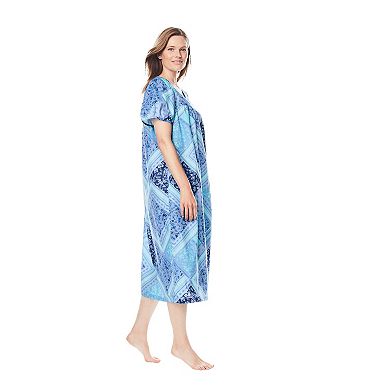 Only Necessities Plus Size Short Print Shirred Lounger