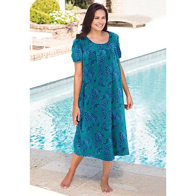 Only Necessities Plus Size Short Print Shirred Lounger