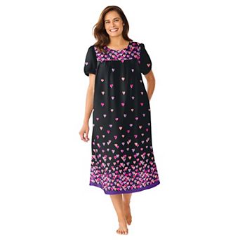 Only Necessities Plus Size Short Print Shirred Lounger