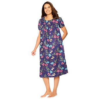 Only Necessities Plus Size Short Print Shirred Lounger