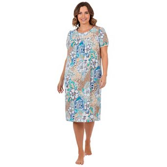 Only Necessities Plus Size Short Print Shirred Lounger