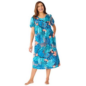 Only Necessities Plus Size Short Print Shirred Lounger