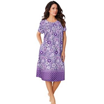 Only Necessities Plus Size Short Print Shirred Lounger