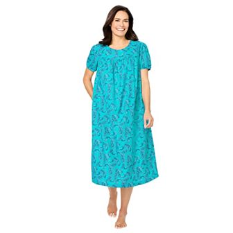 Only Necessities Women's Plus Size Short Print Shirred Lounger