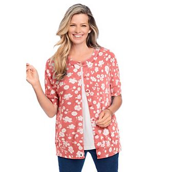 Woman Within Plus Size Perfect Elbow-Length Sleeve Cardigan