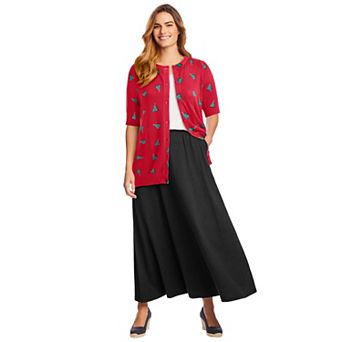 Woman Within Plus Size Perfect Elbow-Length Sleeve Cardigan