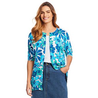 Woman Within Plus Size Perfect Elbow-Length Sleeve Cardigan