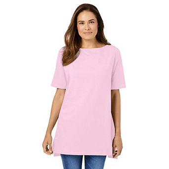 Woman Within Plus Size Perfect Short-Sleeve Boatneck Tunic