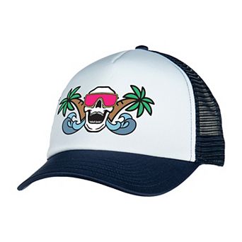 Men's Colosseum Skull Surf Print Foam Adjustable Trucker Hat