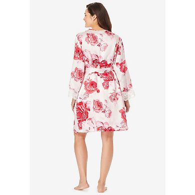 Amoureuse Women's Plus Size The Luxe Satin Short Peignoir Set