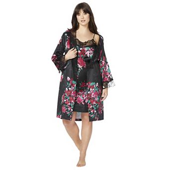 Amoureuse Plus Size The Luxe Satin Short Peignoir Set