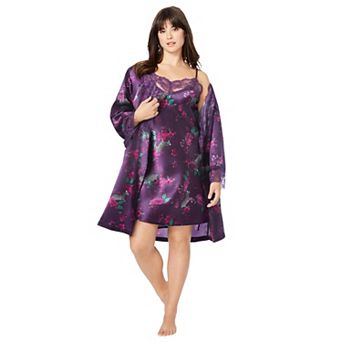 Amoureuse Plus Size The Luxe Satin Short Peignoir Set