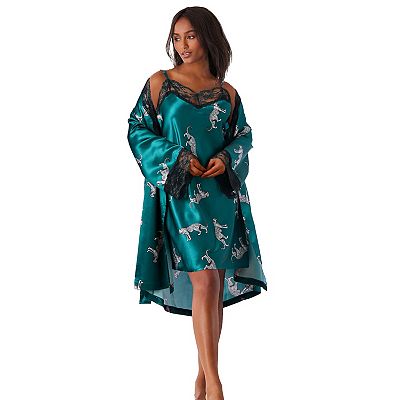 plus size short dressing gown Amoureuse Women's The Luxe Satin Short Peignoir Set
