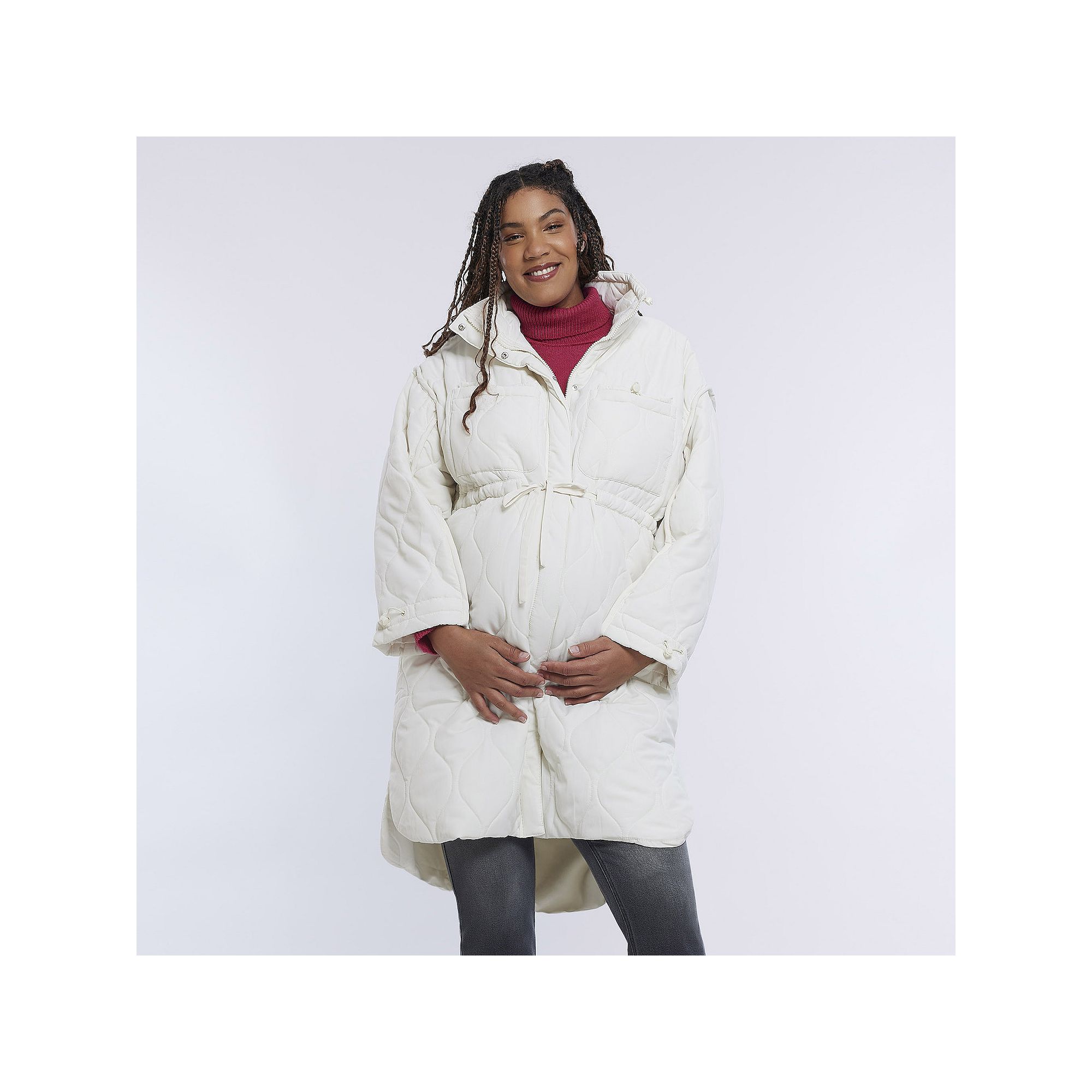 Maternity Motherhood® Puffer Jacket, Womens, Size: XS-MAT, Winter White