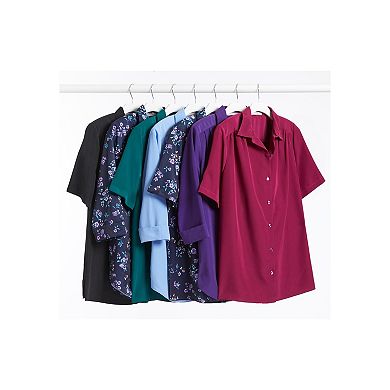 Woman Within Plus Size No Iron Short Sleeve Peachskin Shirt