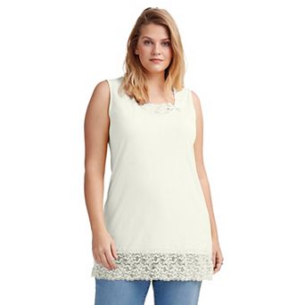 ellos Plus Size Lace Hem Tunic Tank