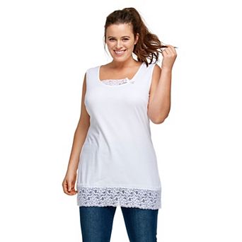 ellos Plus Size Lace Hem Tunic Tank