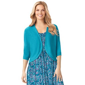 Woman Within Plus Size Rib Trim Cardigan Shrug