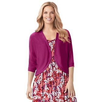 Woman Within Plus Size Rib Trim Cardigan Shrug