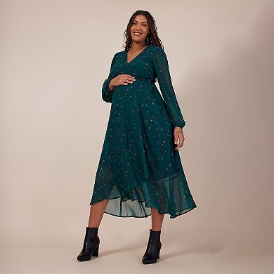 Maternity Motherhood® Woven Wrap Midi Dress