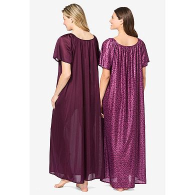 Only Necessities Plus Size 2-Pack Long Silky Gown