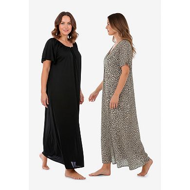 Only Necessities Plus Size 2-Pack Long Silky Gown