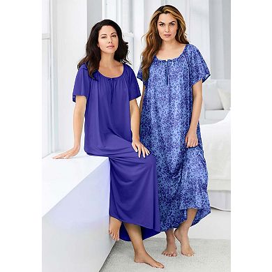 Only Necessities Plus Size 2-Pack Long Silky Gown