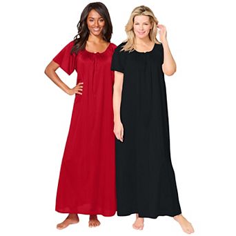 Only Necessities Plus Size 2-Pack Long Silky Gown