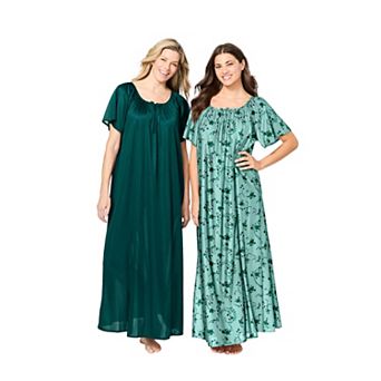 Only Necessities Plus Size 2-Pack Long Silky Gown