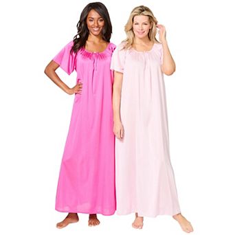 Only Necessities Plus Size 2-Pack Long Silky Gown