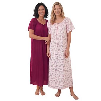 Only Necessities Plus Size 2-Pack Long Silky Gown