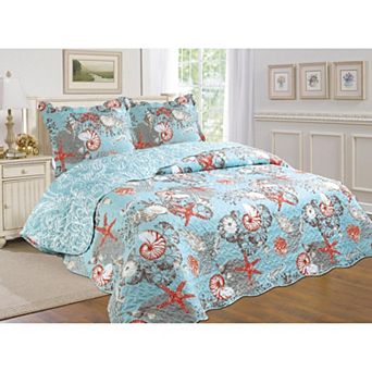 2 pc Cotton Blend Reversible Quilt Set