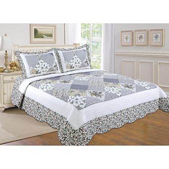 2 pc Cotton Blend Reversible Quilt Set