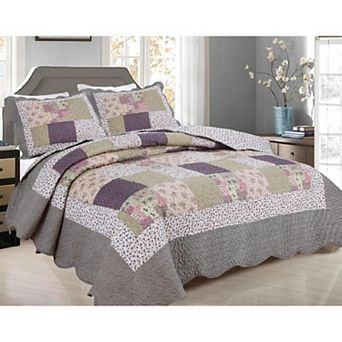 2 pc Cotton Blend Reversible Quilt Set