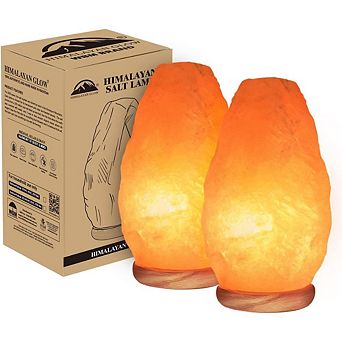 Himalayan Glow Pink Salt Lamp With Neem Wooden Base, 2 Pack, 4-7 Lbs