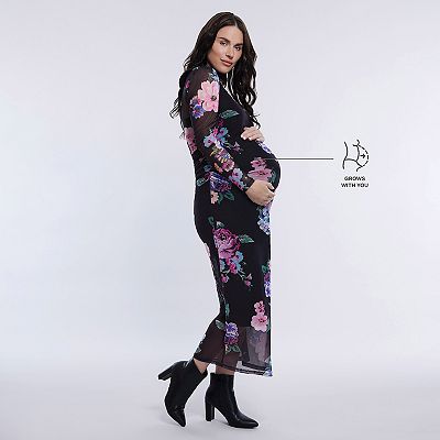 black turtleneck maternity dress The Luella Knit Pointelle Dress