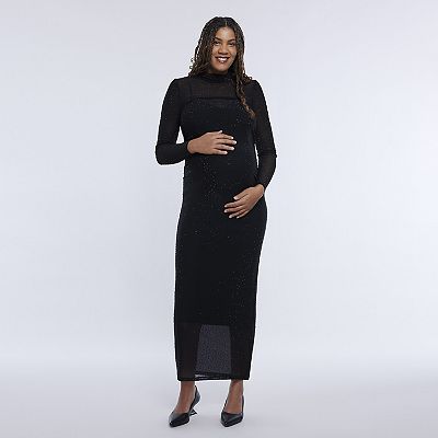 Maternity Motherhood Turtleneck Maxi Dress