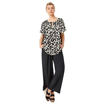 ellos Plus Size Keyhole Peasant Blouse