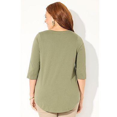 Catherines Women's Plus Size V-Neck Graphic Top
