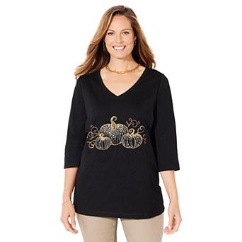 Catherines Women's Plus Size V-Neck Graphic Top