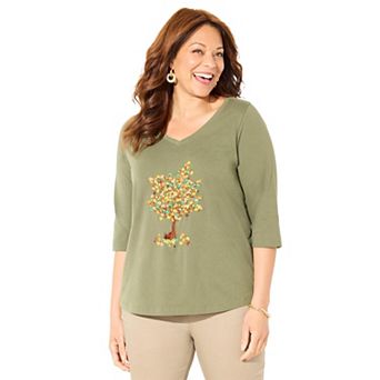 Catherines Women's Plus Size V-Neck Graphic Top