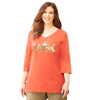 Catherines Women's Plus Size V-Neck Graphic Top