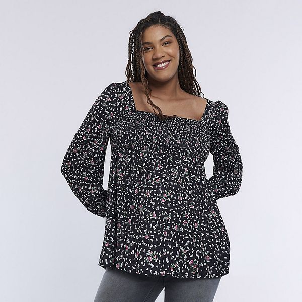 Maternity Motherhood® Smocked Babydoll Top - Black Ditsy (XS-MAT)