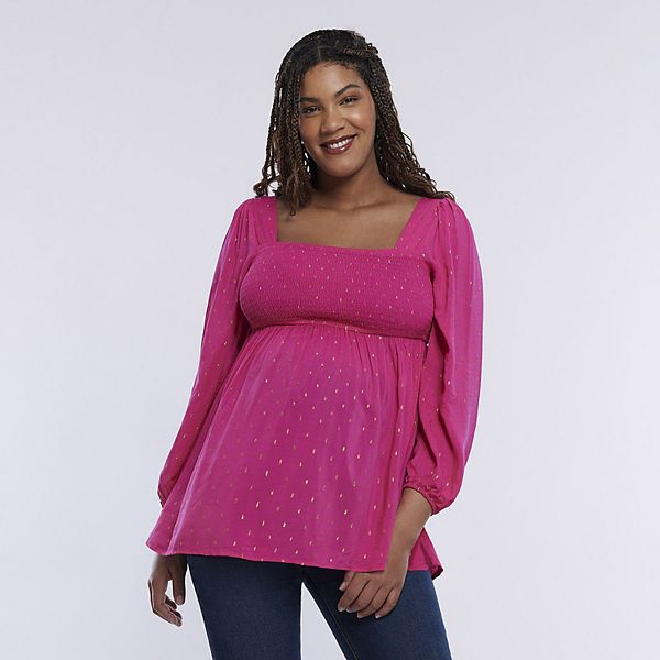 Maternity Motherhood® Smocked Babydoll Top - Cabaret (XS-MAT)
